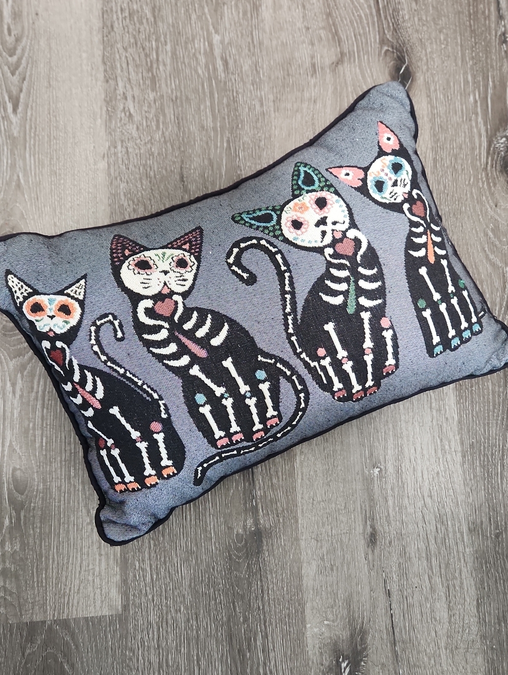 Cat Skeleton Accent Pillow